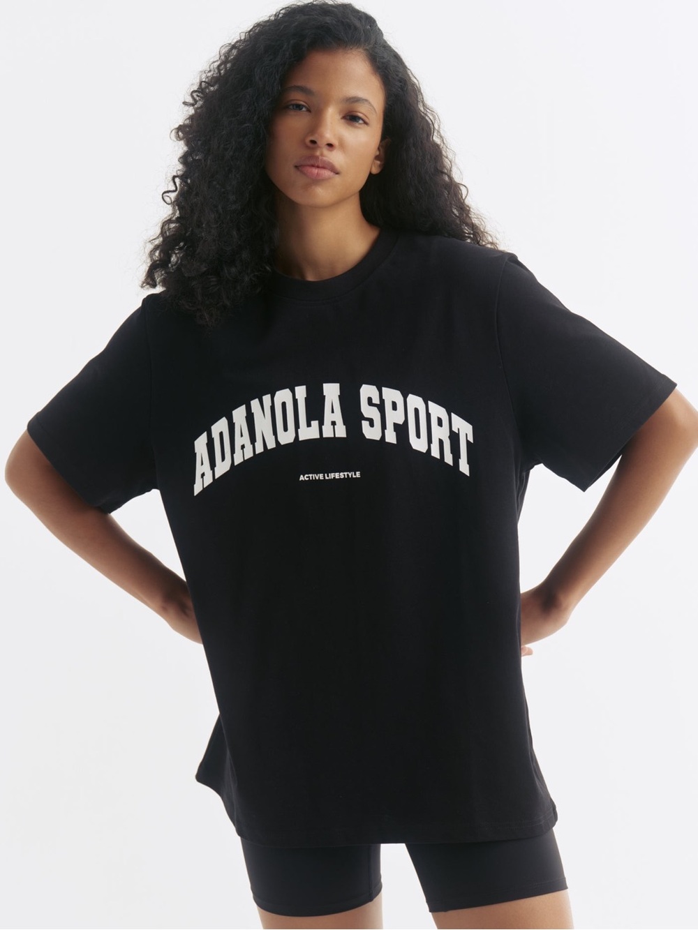 Adanola AS Short Sleeve Oversized T-shirt - Black/White - Size M